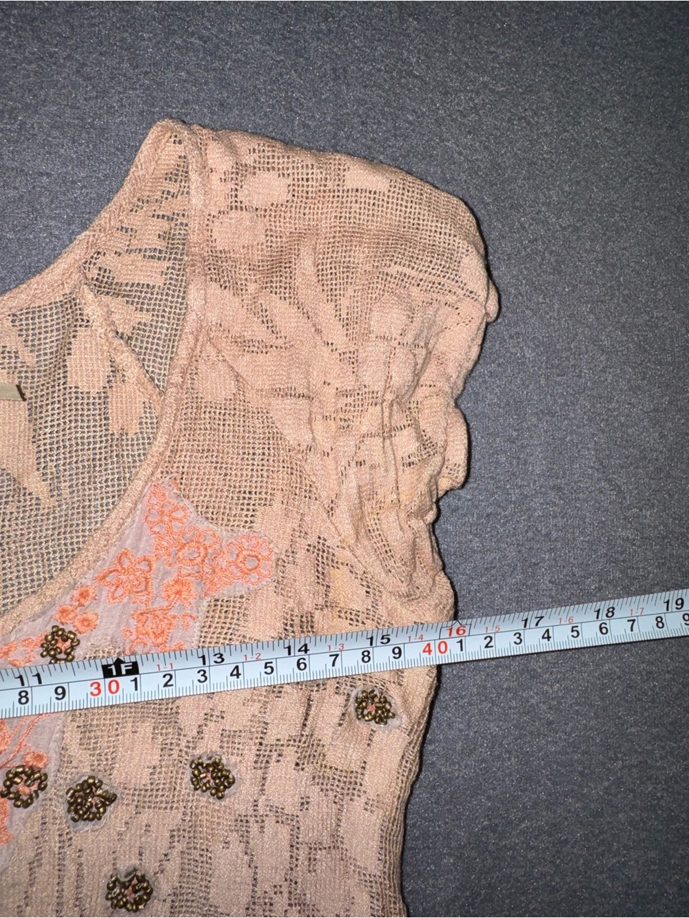 Kimchi Blue XS Lace Peplum Top Beaded Embroidered Boho - Picture 9 of 10